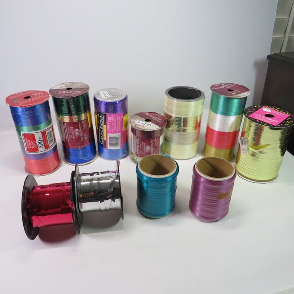 vintage curling ribbon (11) rolls over 2 pounds Party Ribbon some Holographic - Picture 1 of 13